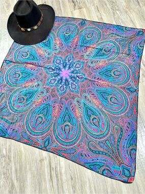 Stunning SILK vintage boho paisley Gypsy scarf/wrap w equestrian western vibe